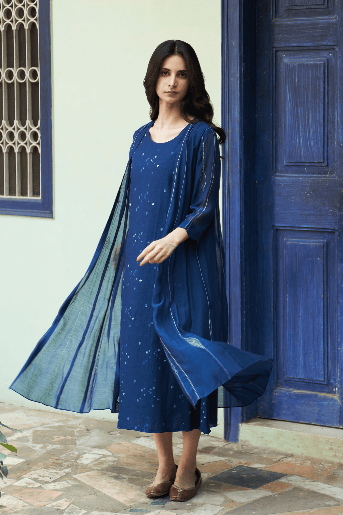 Indigo Printed Jacket Dress