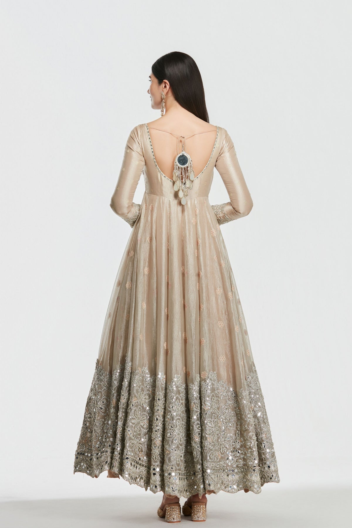 Shimmer Gold Anarkali Set