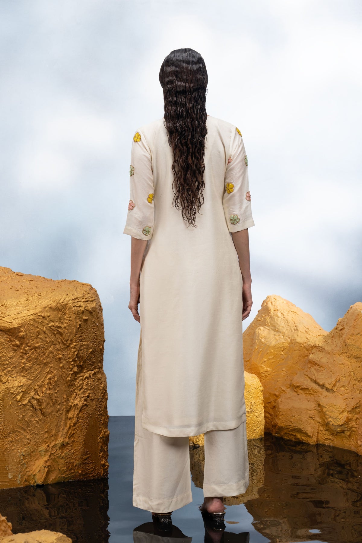 Ivory Floral Kurta Set