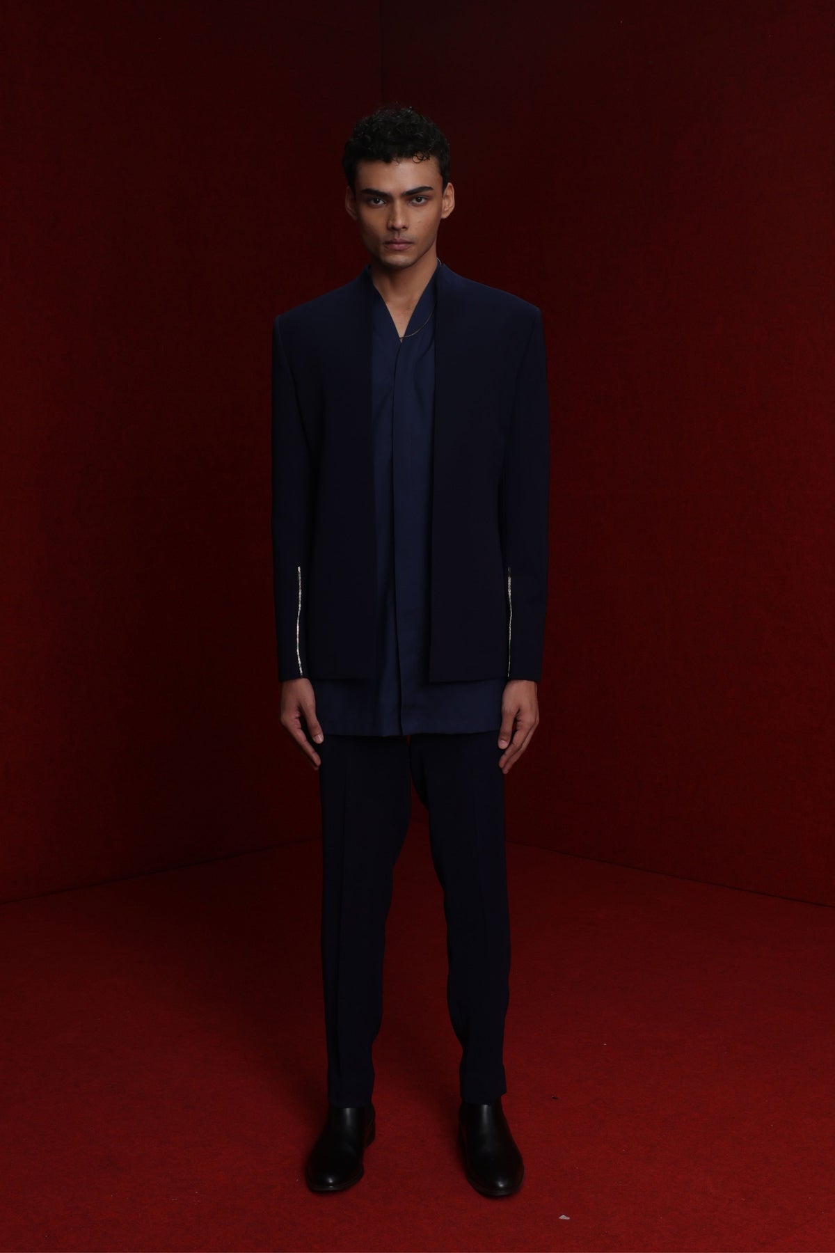 Navy Blue Indowestern Set