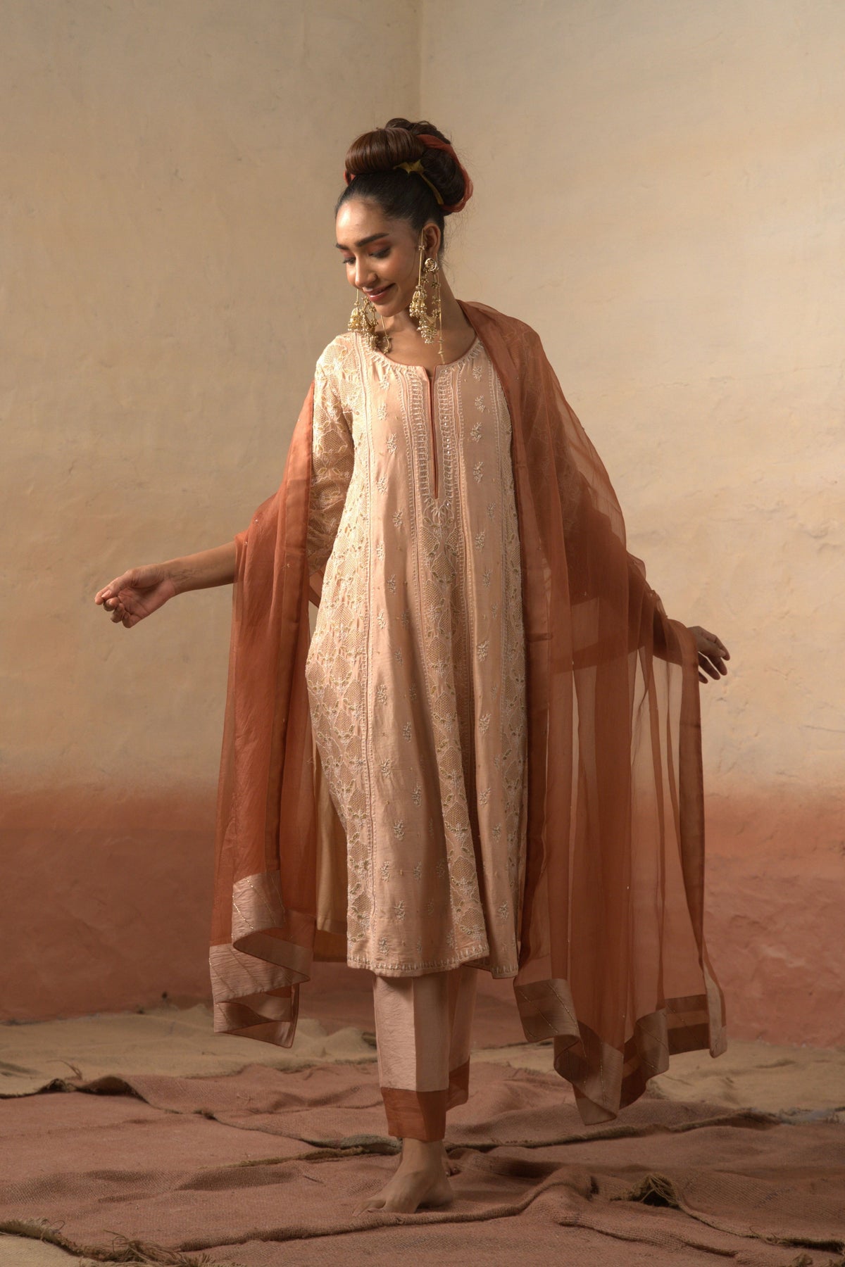 Chanderi Kalidar Set