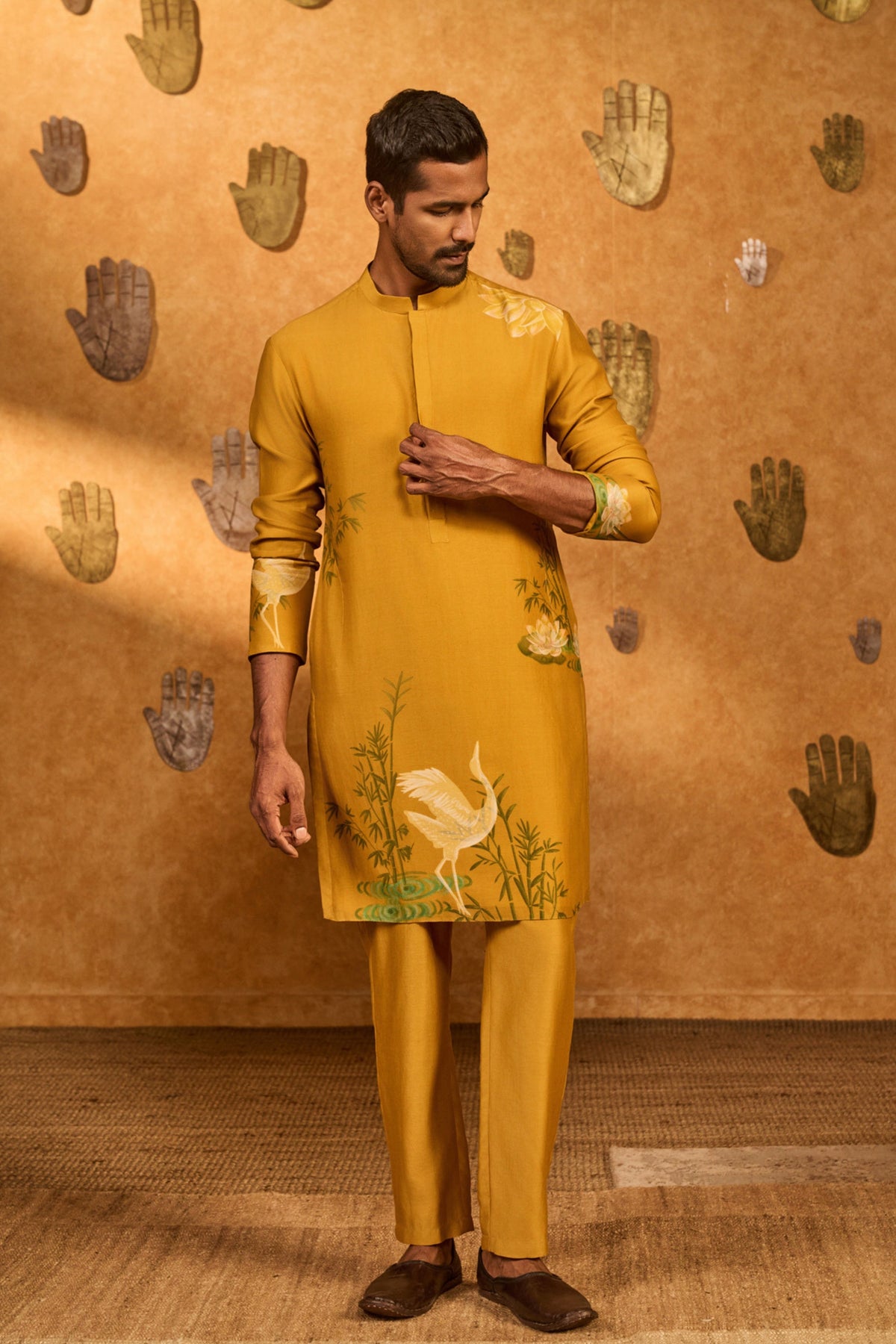 Ochre Bamboo Grove Kurta Set