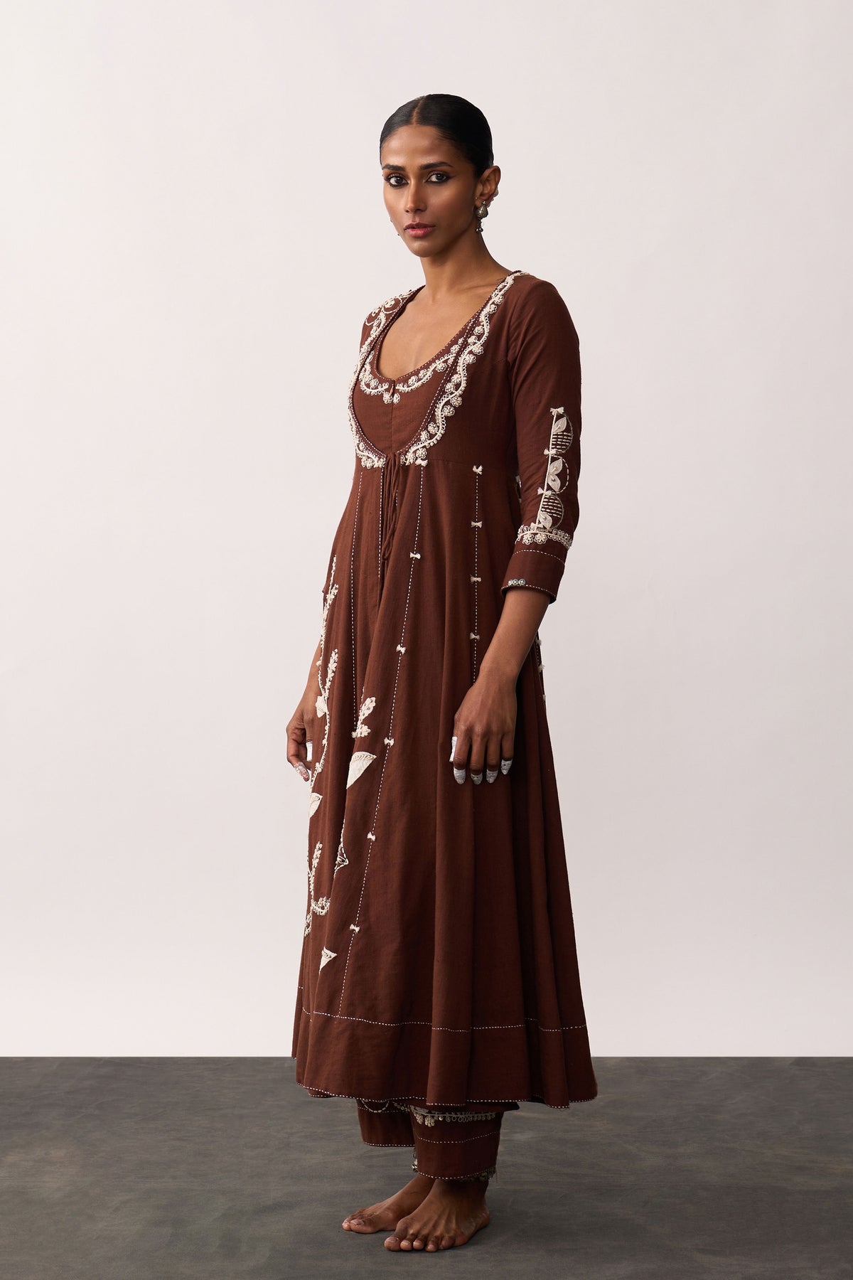 Hazrat Brown Anarkali Set