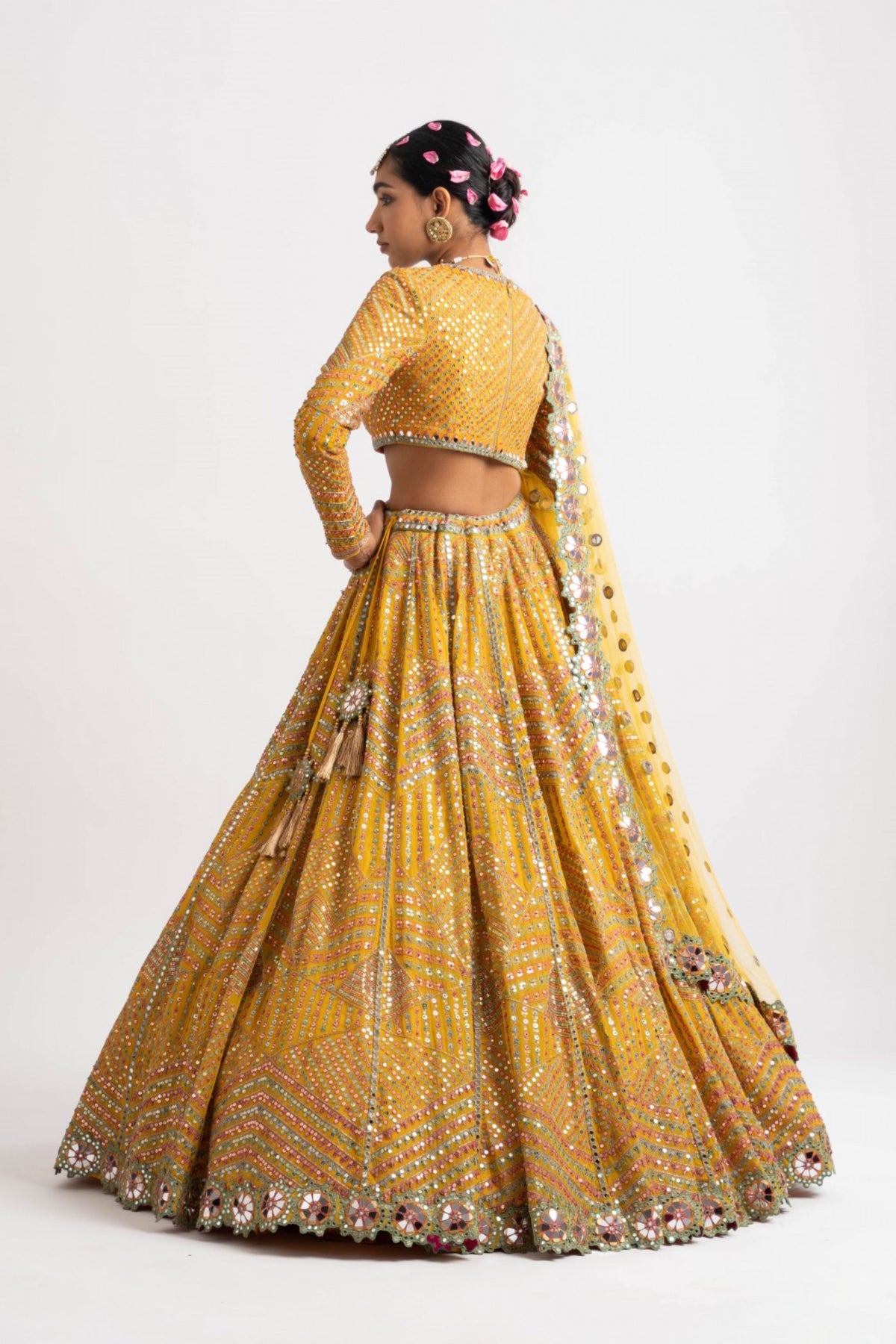 Yellow heavy lehenga