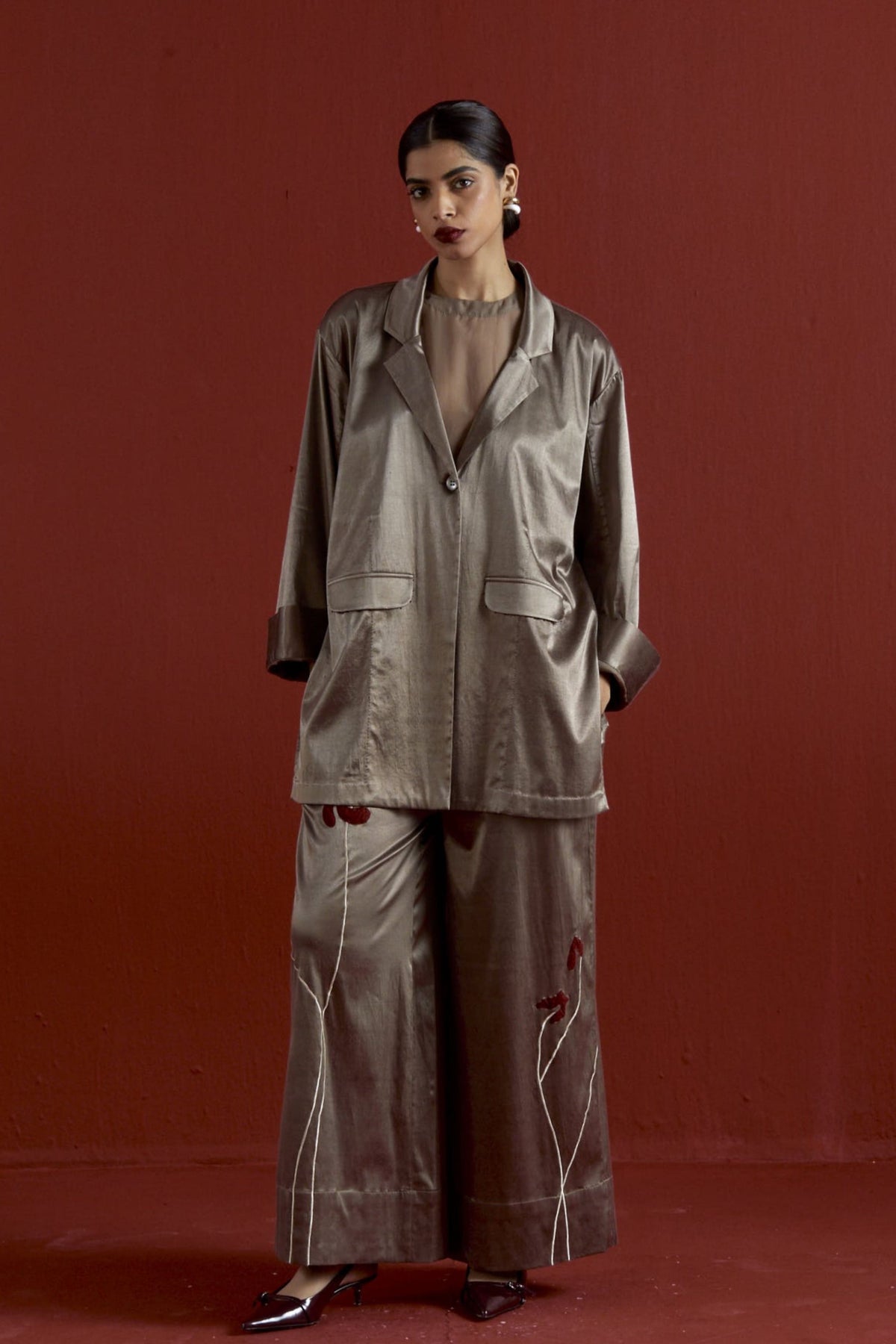 Wide Sleeve Jacket Set