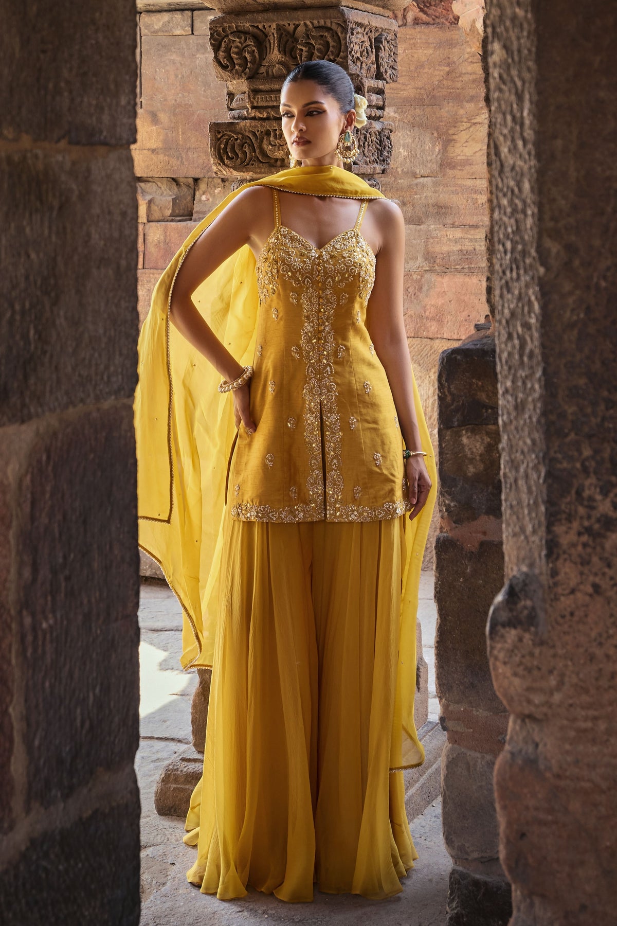 Aliyah Yellow Sharara Set