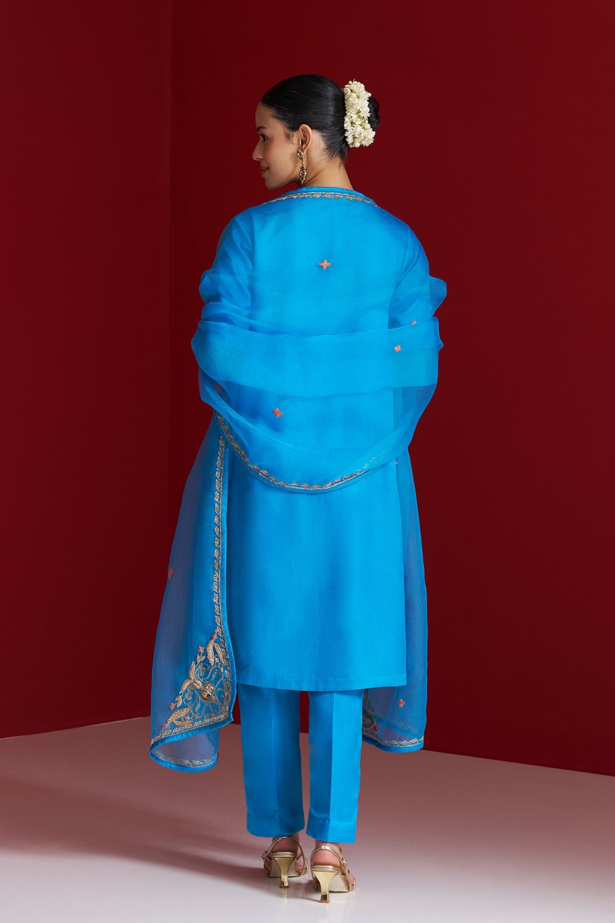 Sky Blue Embroidered Dupatta
