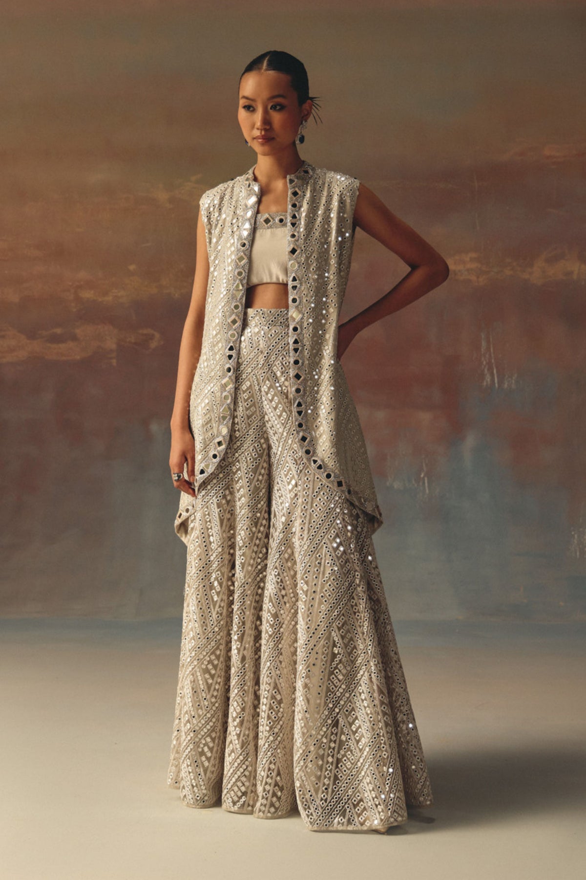 Silver Net Sharara