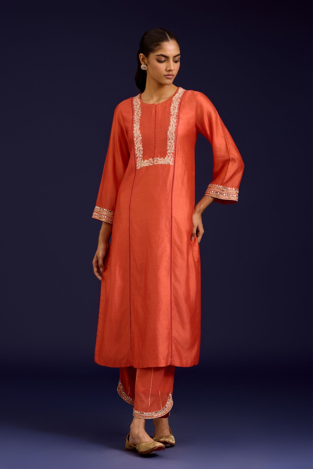 Orange Chinniya Kurta Set