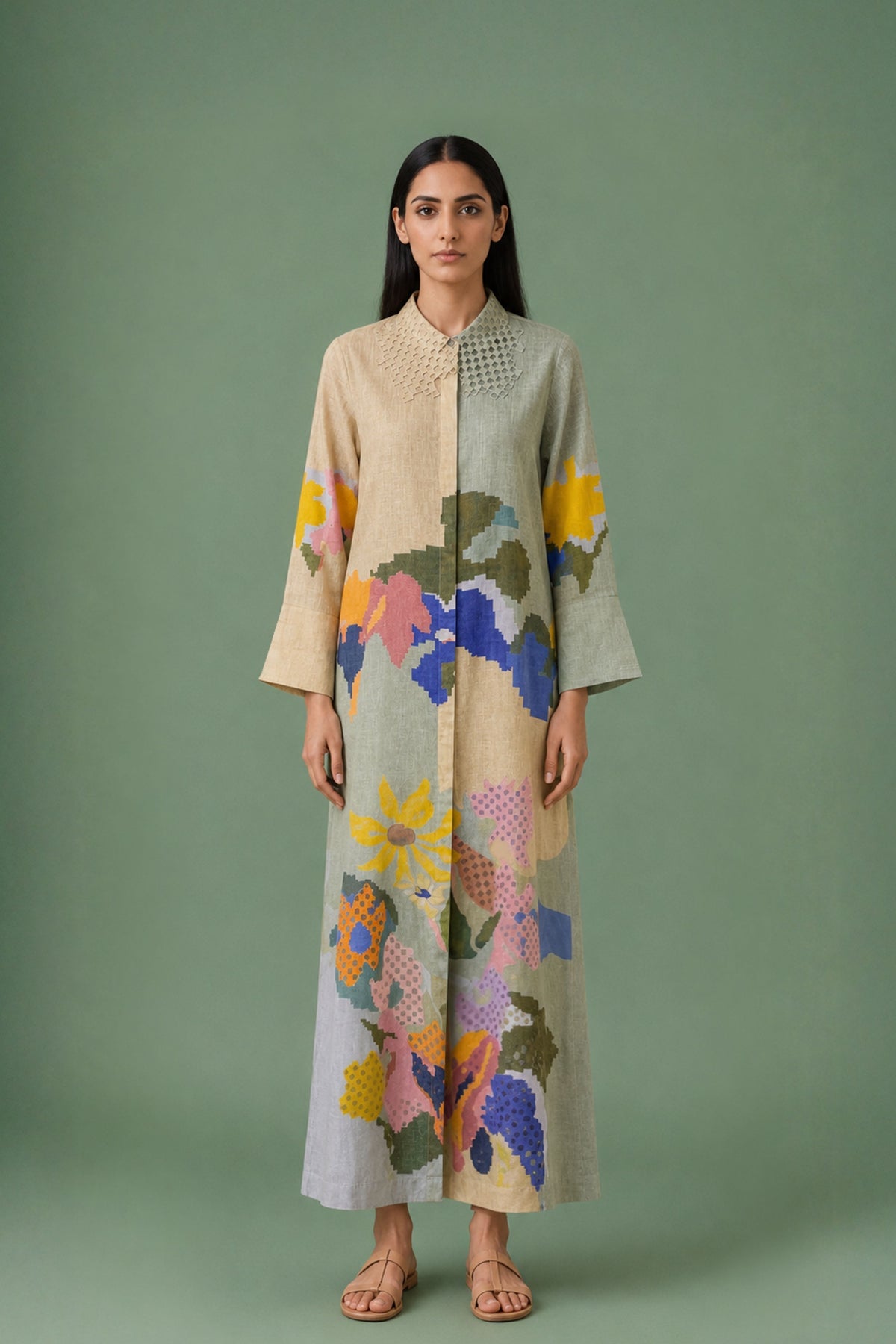 Ikat Cutwork Flow Dress