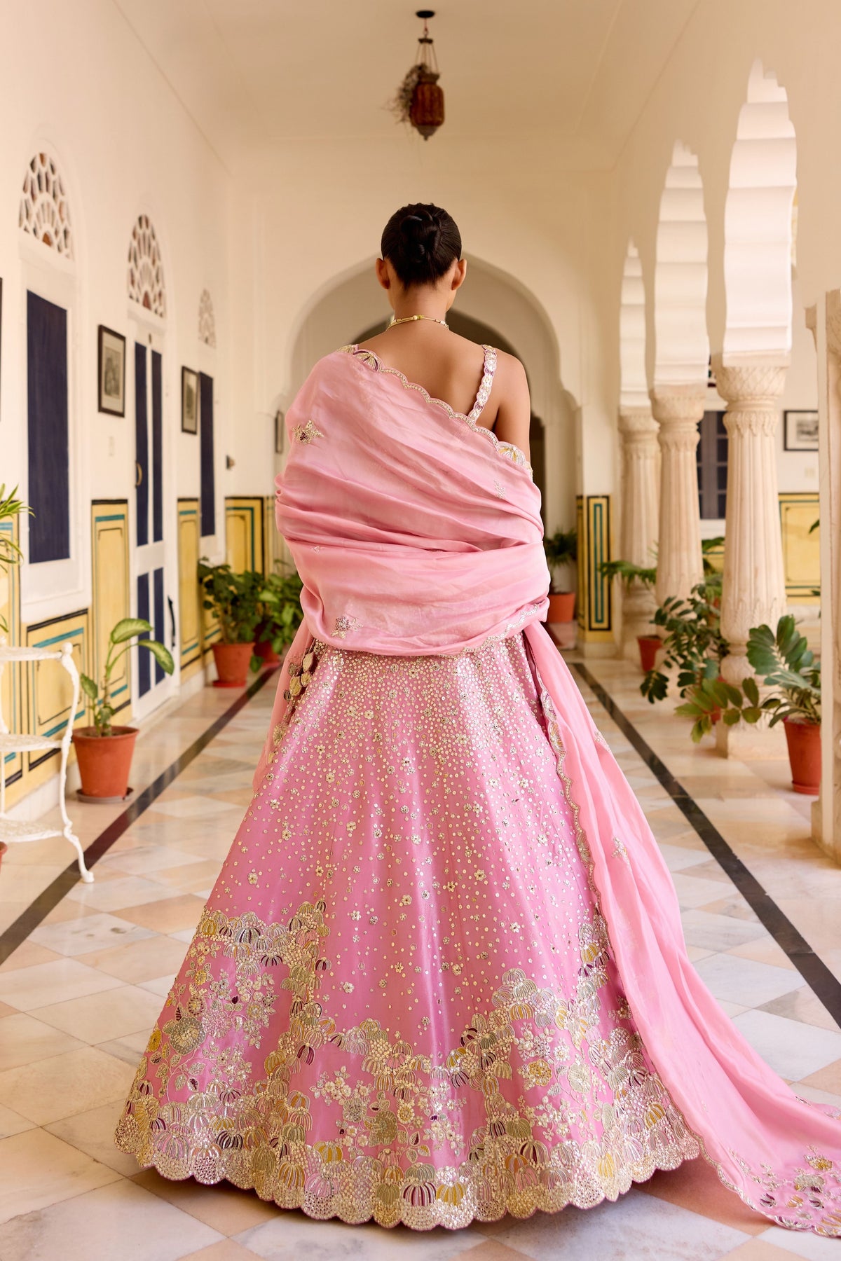 Rosaline Pink Tissue Lehenga Set