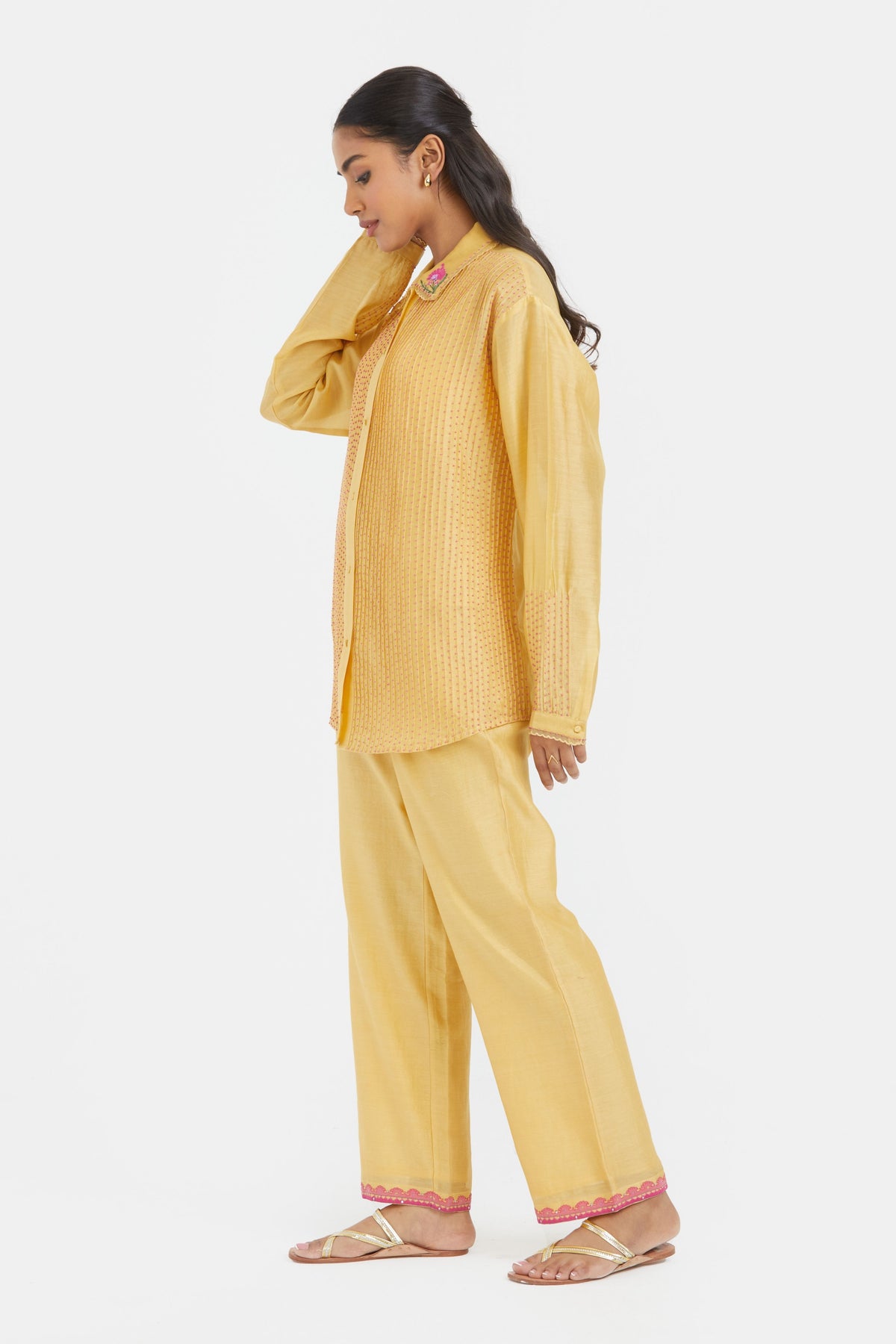 Yellow Silk Chanderi Co-ord Set