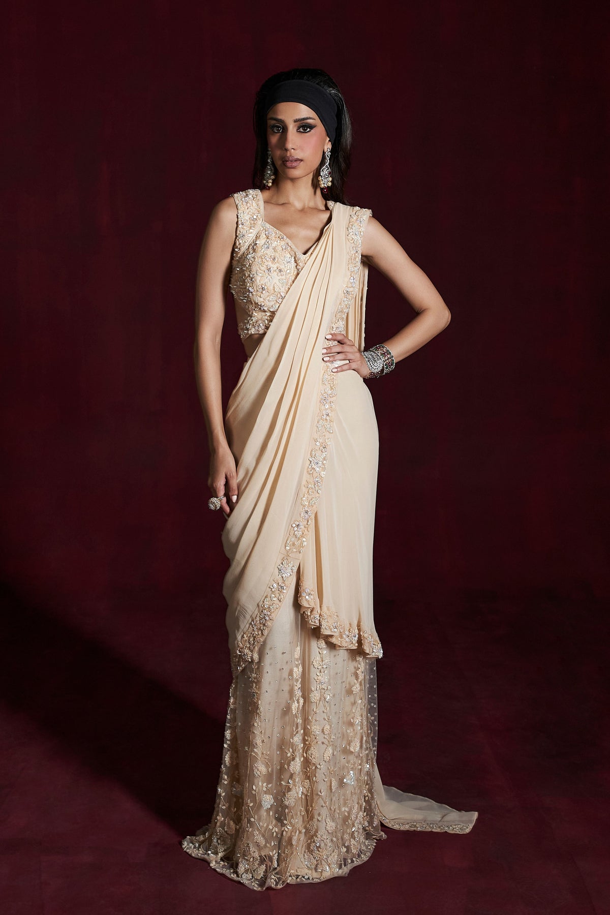 Beige Heer Saree Set