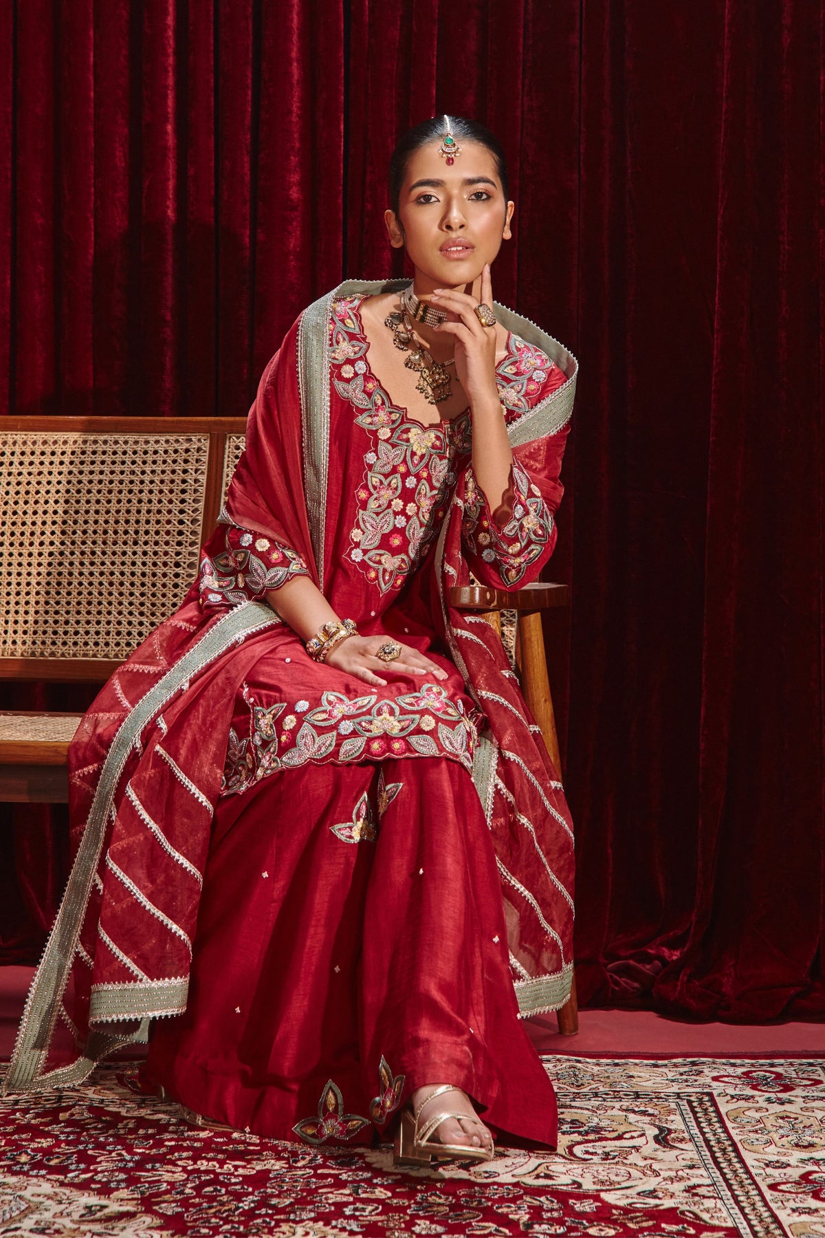 Wine Shagun Sharara Set