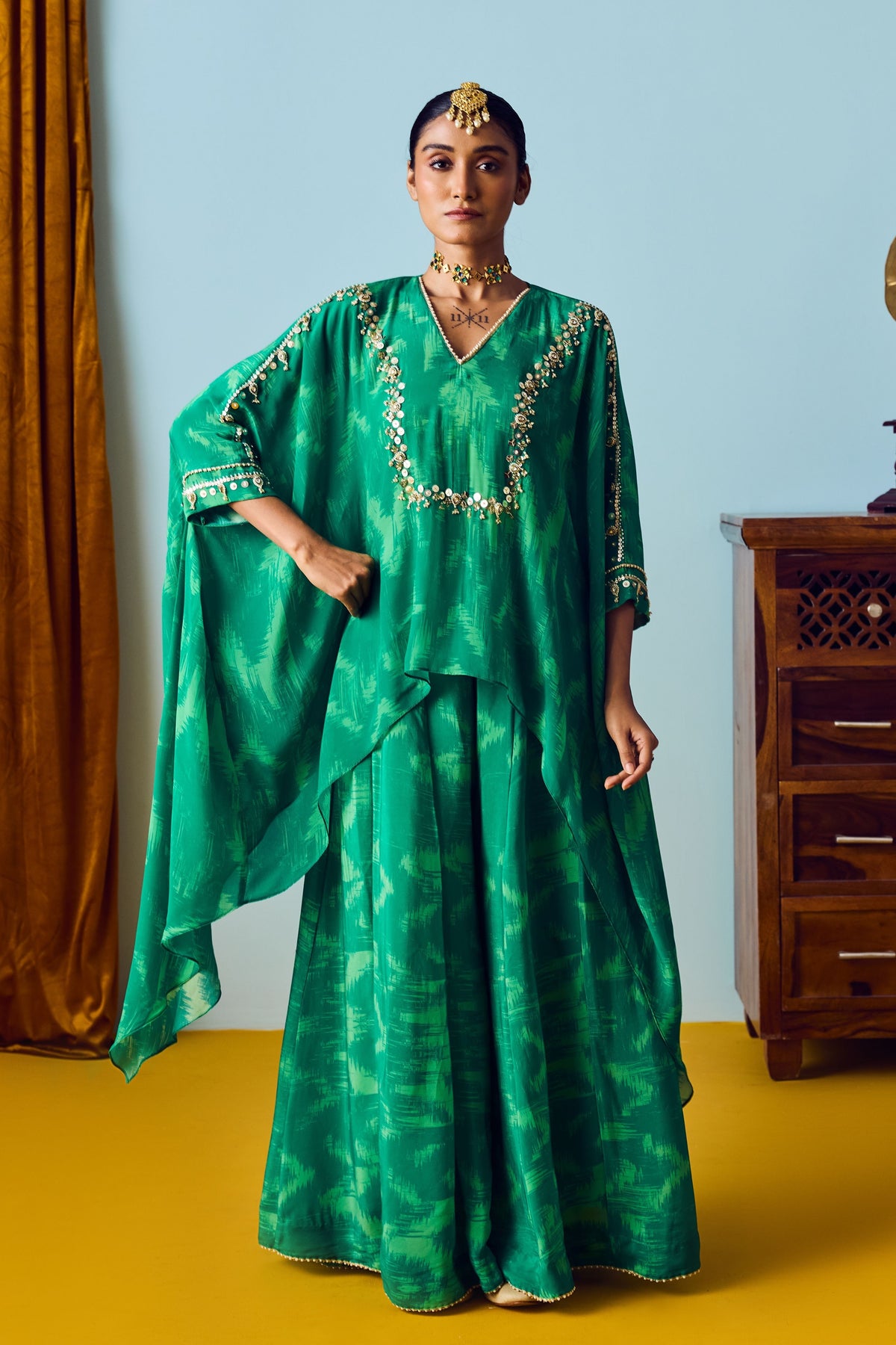 Maia Coral Green Tunic Set