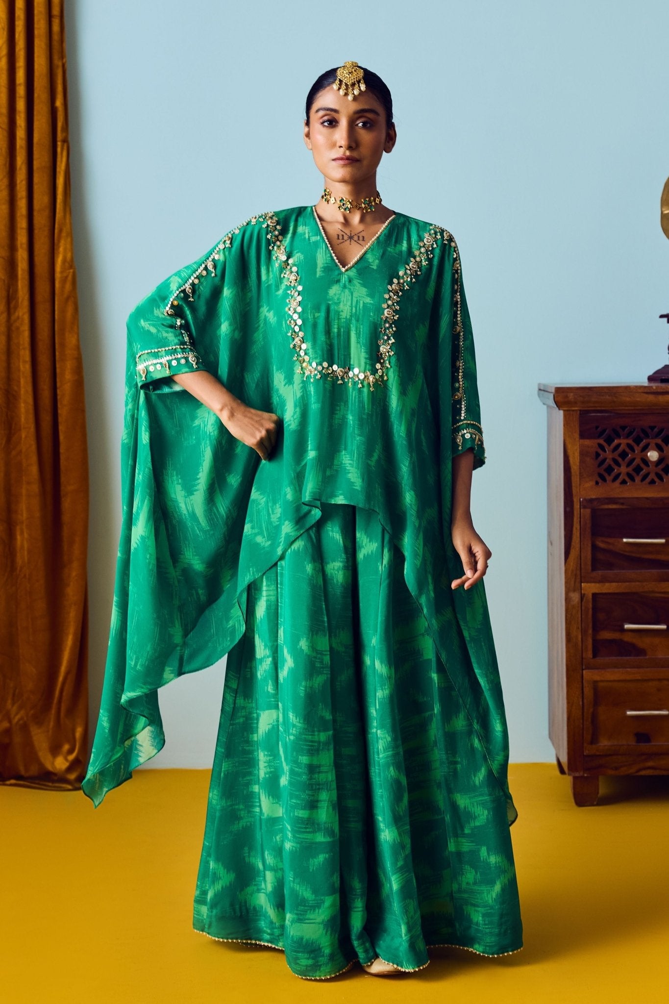 Maia Coral Green Tunic Set - Prahnaaya - Elahe