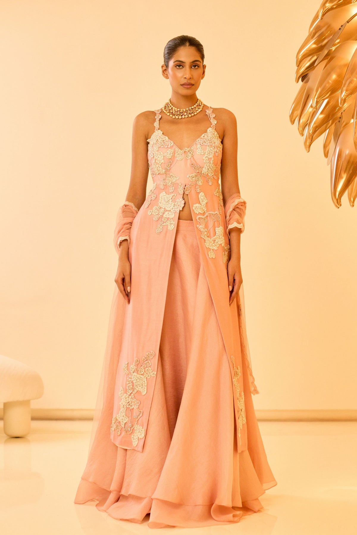 Peach Anarkali Set