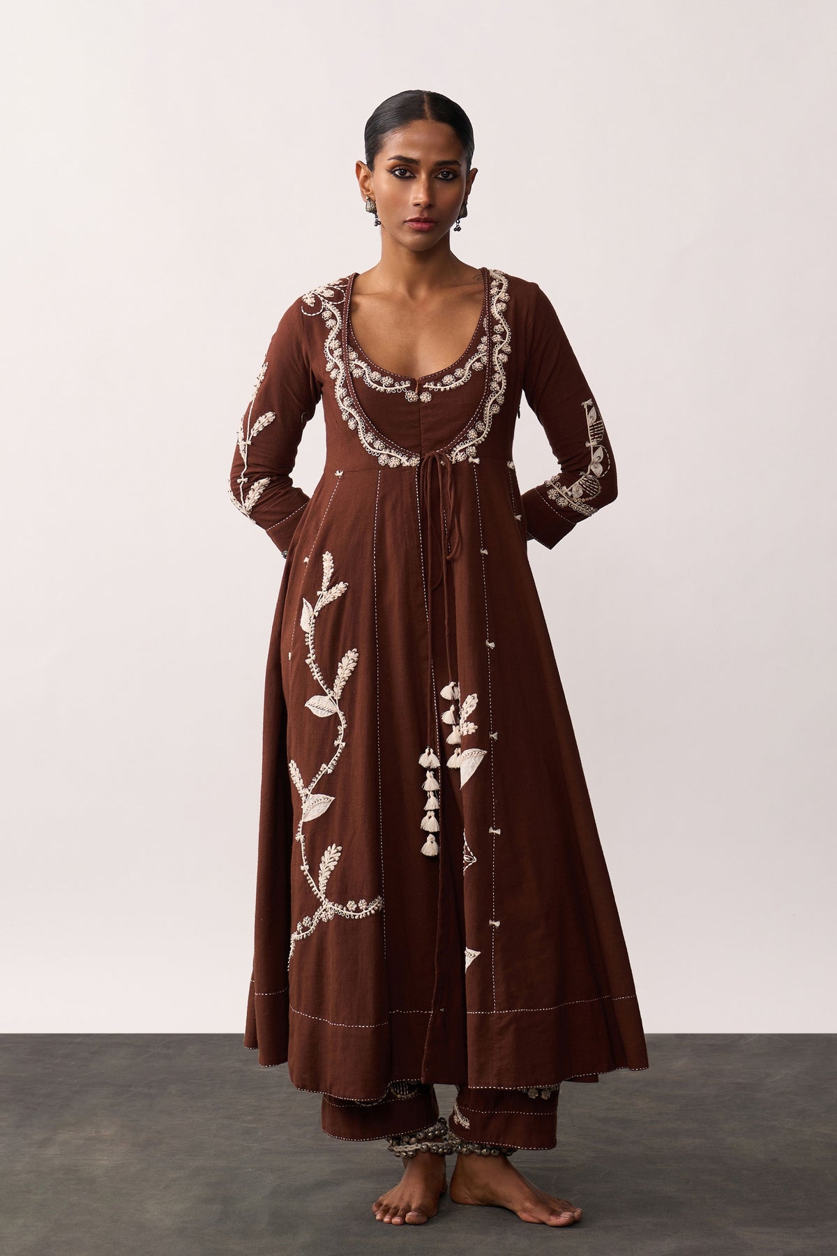 Hazrat Brown Anarkali Set