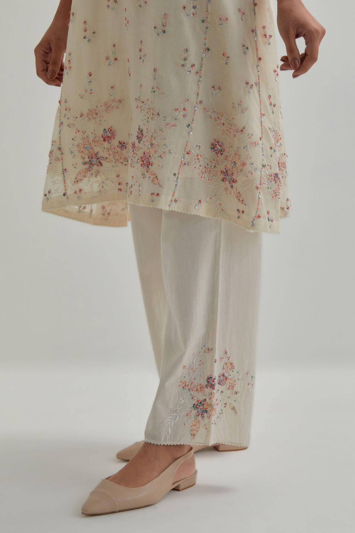 Pink Floral Short Kurta Set