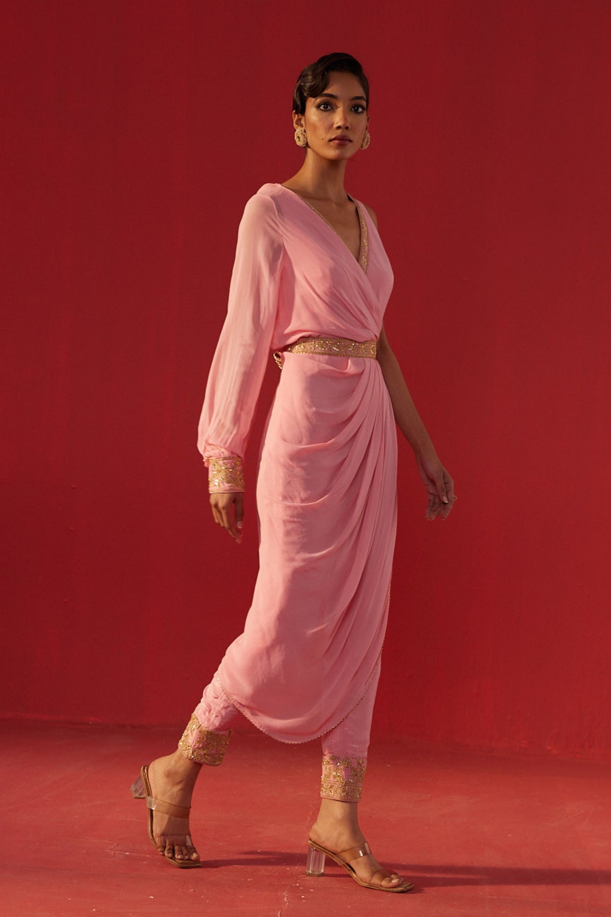 Pink Drape Style Jumpsuit