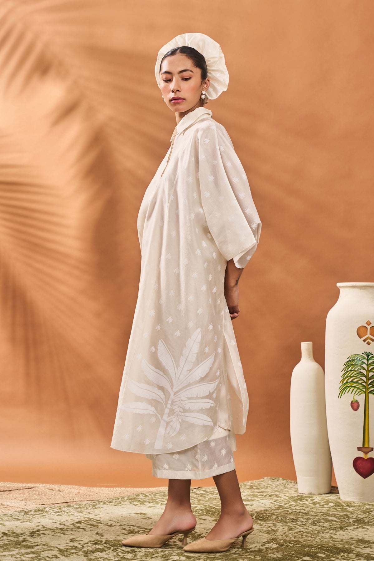 Trellis Palm Kaftan Set