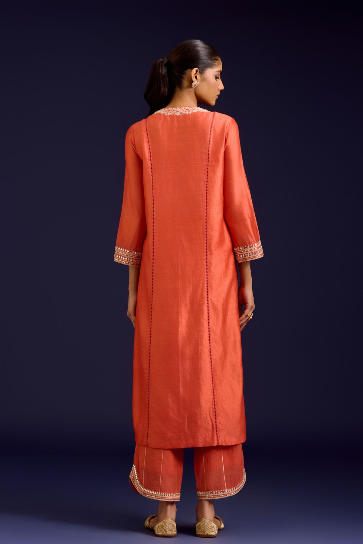 Orange Chinniya Kurta Set