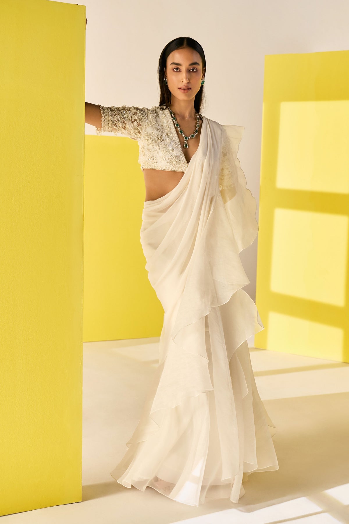 Jada Ivory Saree Set