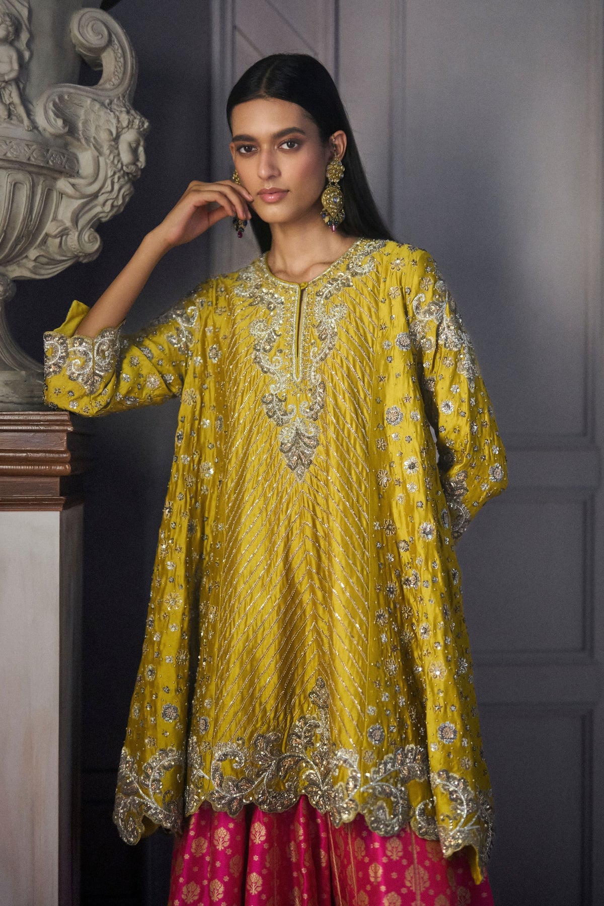 Banarasi Mustard Kurta Set
