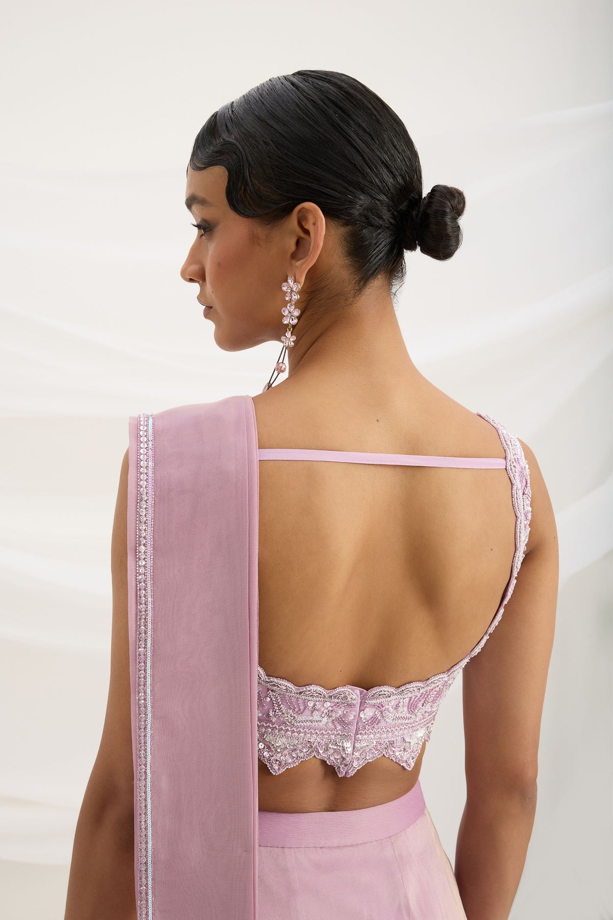 Lilac Drape Saree Set