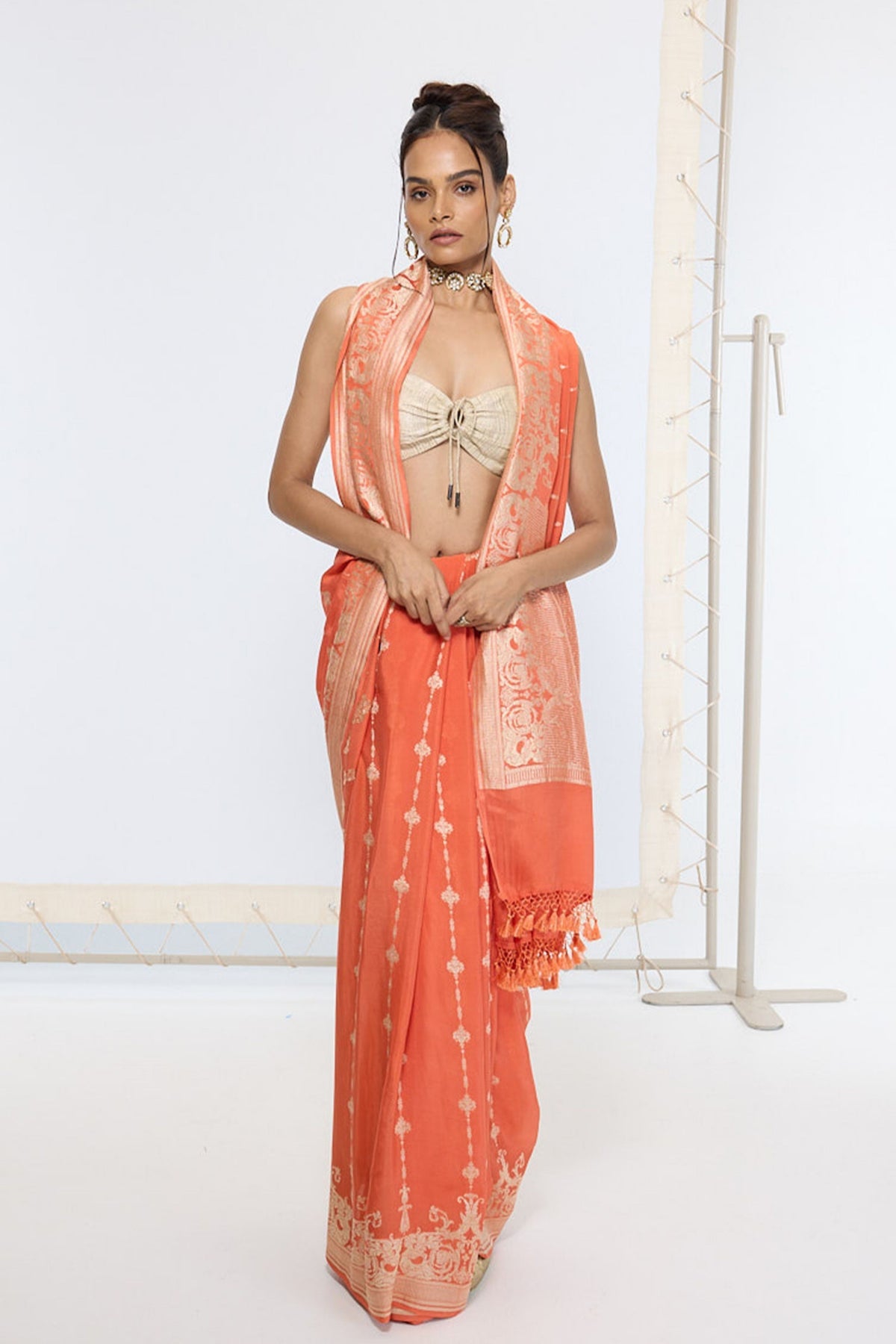 Handwoven Rusty Orange Saree