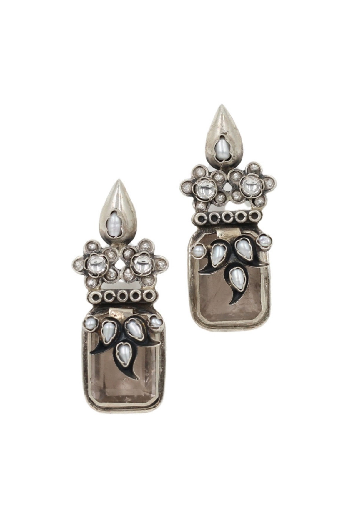 Classic Smoky Silver Earrings