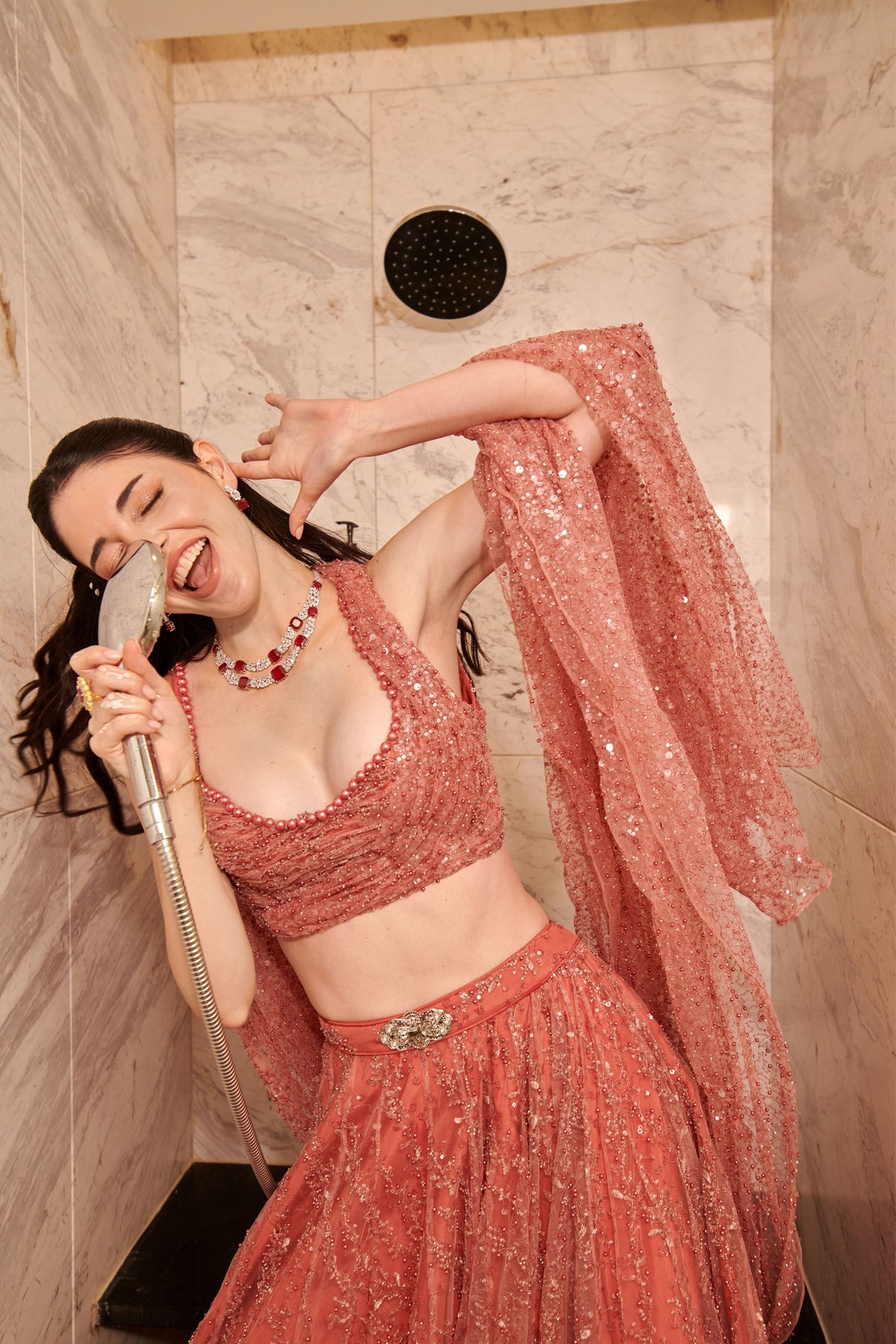 Spiced Coral Lehenga Set