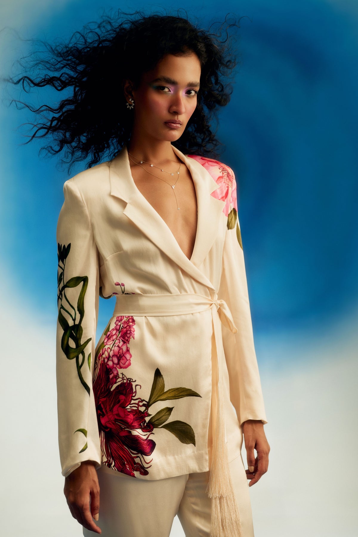 Floral Satin Statement Pants