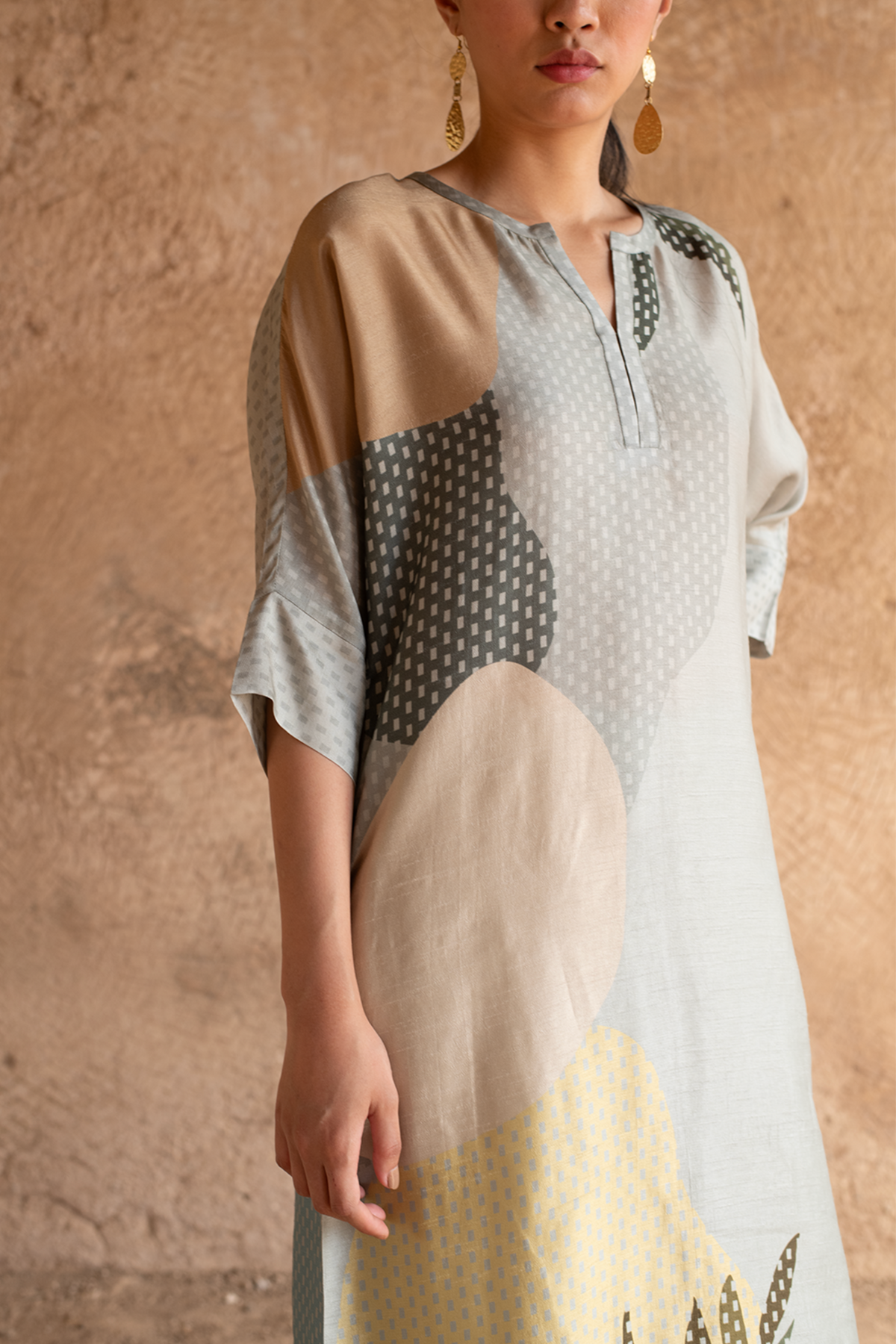 Light Grey High Low Kurta Set