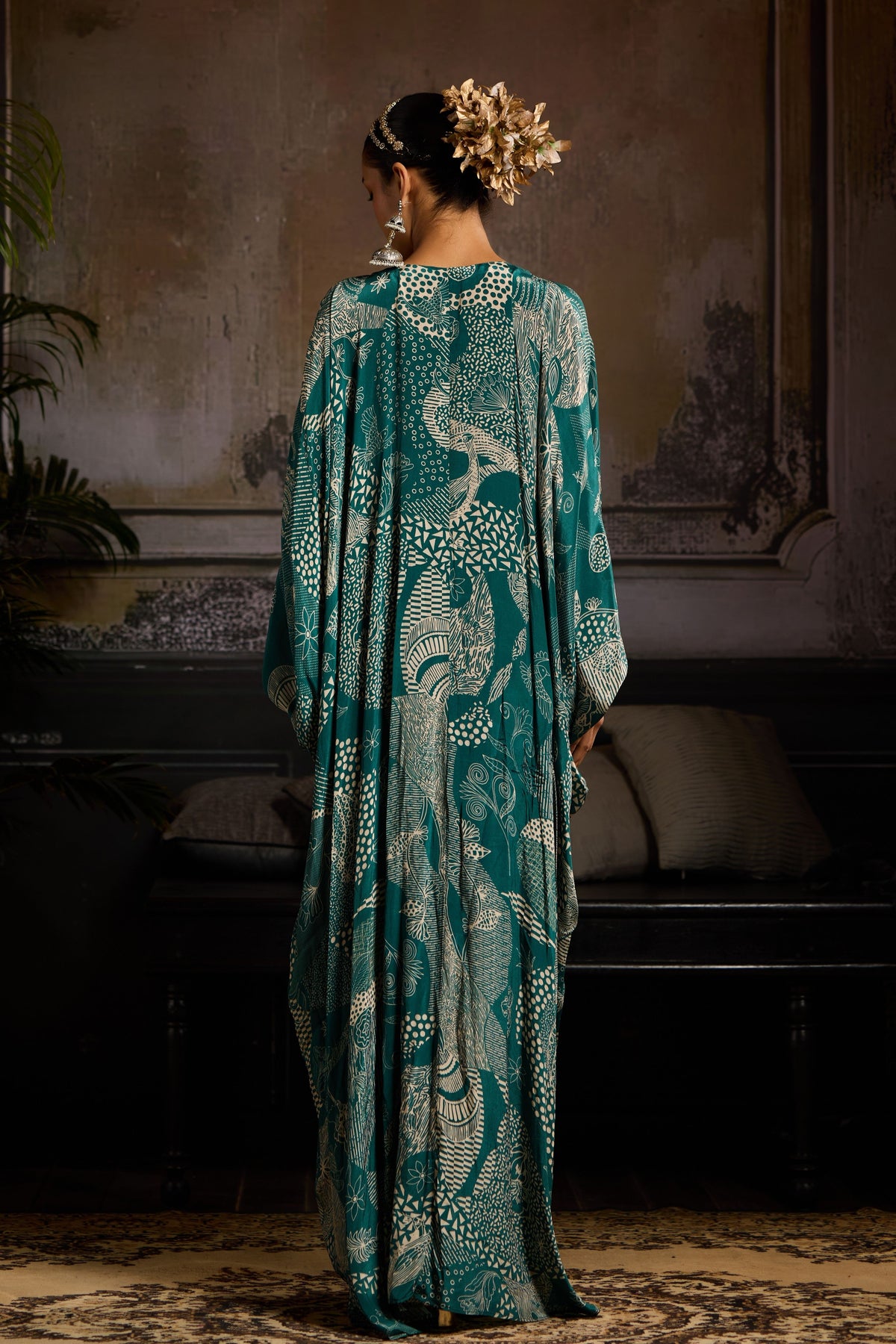 Teal Printed Kaftan