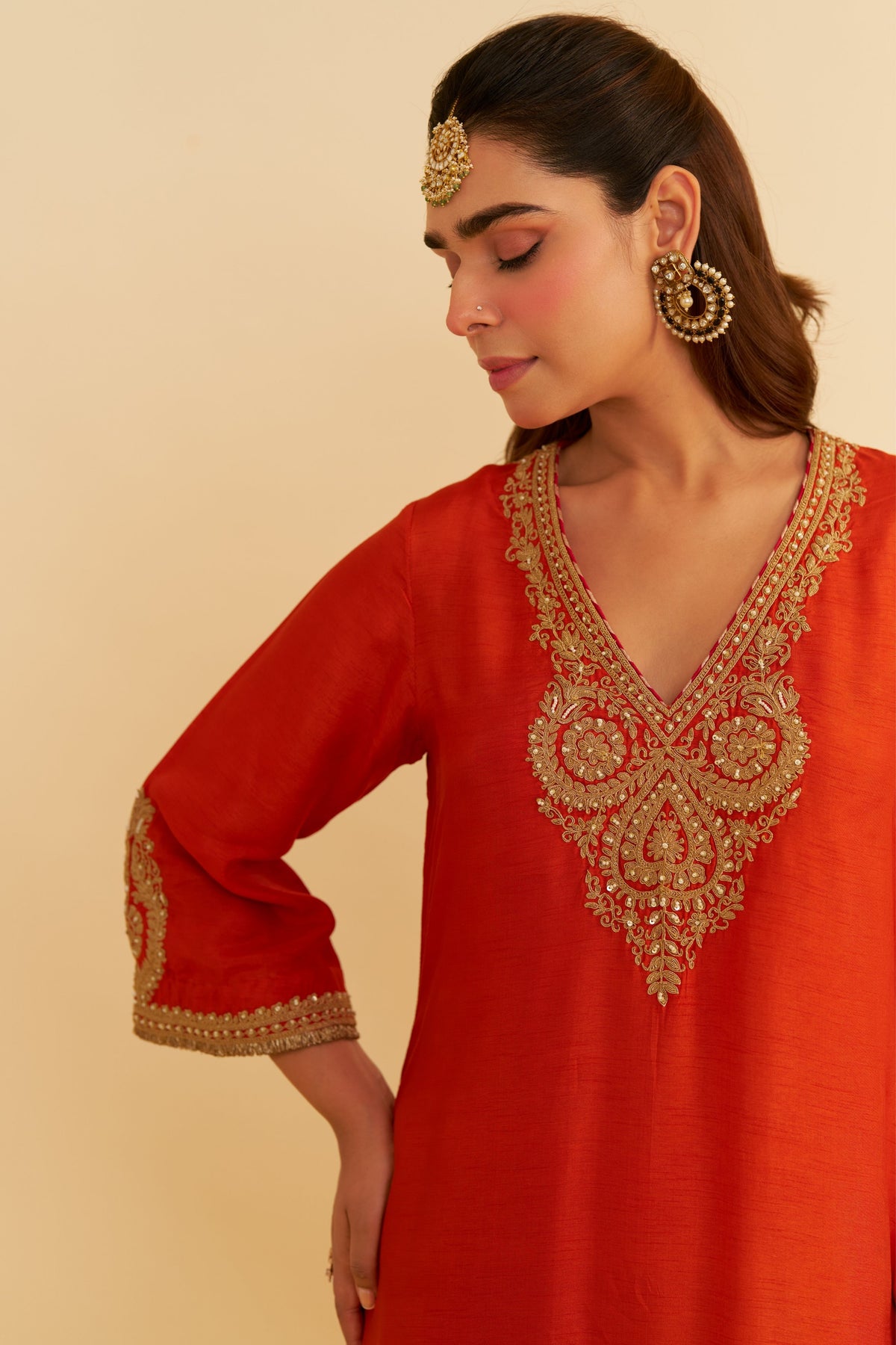 Haayat Orange Kaftan With Salwar