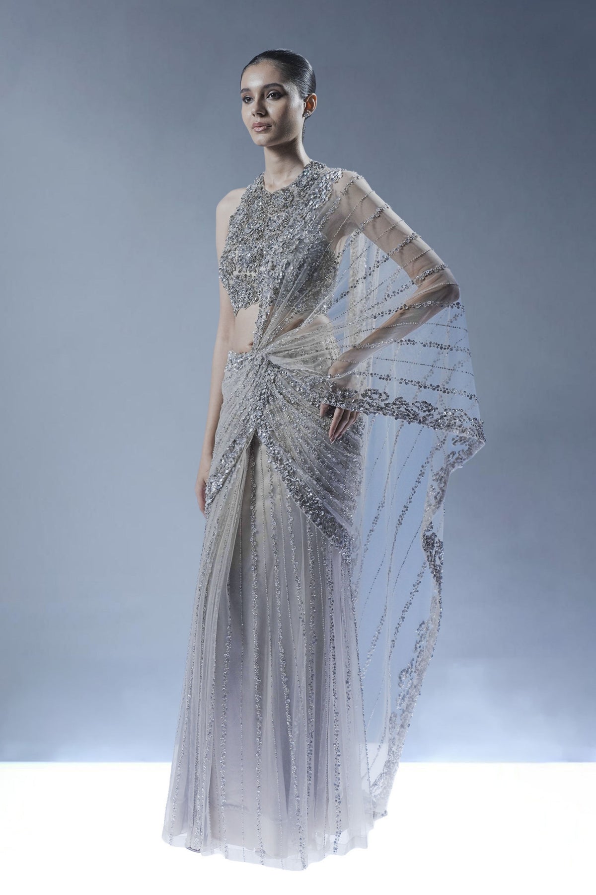 Ocean Gleam Saree