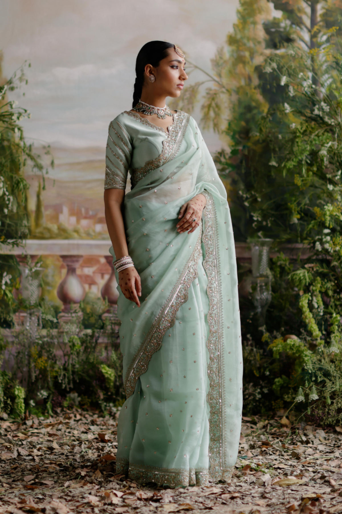 Sage Green Saree Set