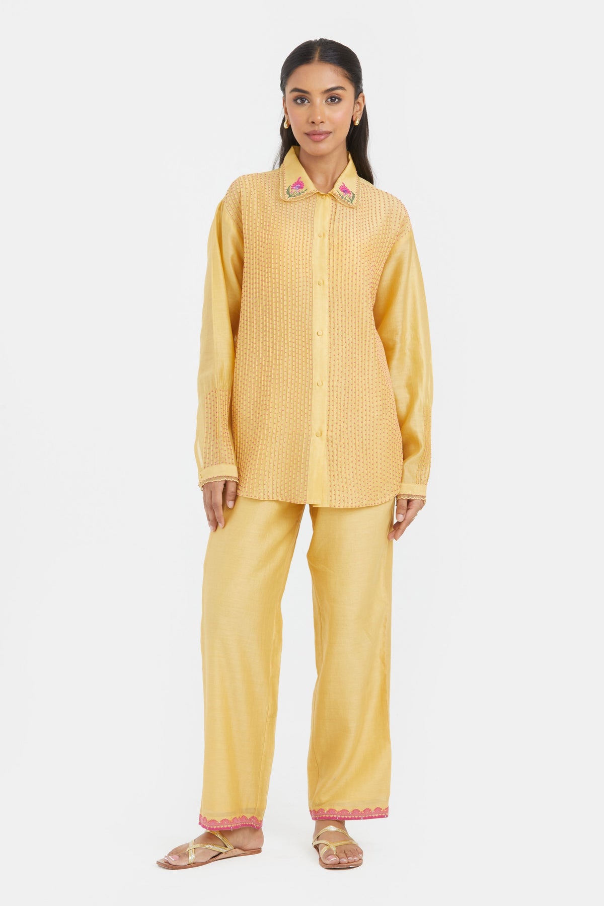 Yellow Silk Chanderi Co-ord Set