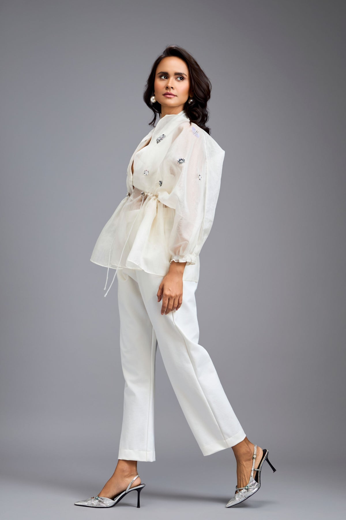 White Embellished Co-ord Set