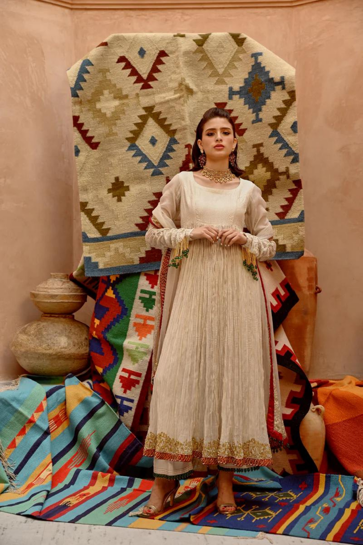 Crushed Anarkali Set