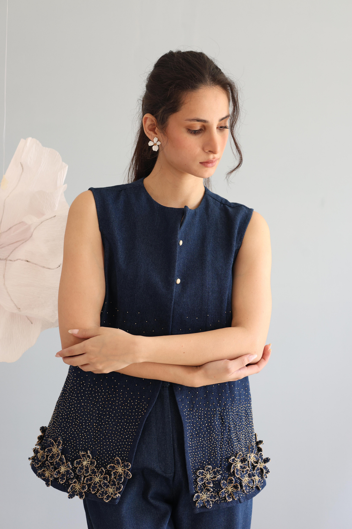 Midnight Blue Beaded Top