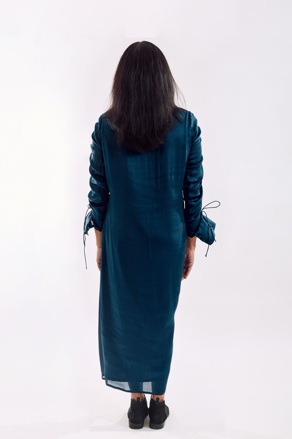 Blue Drapped Sequin Dress