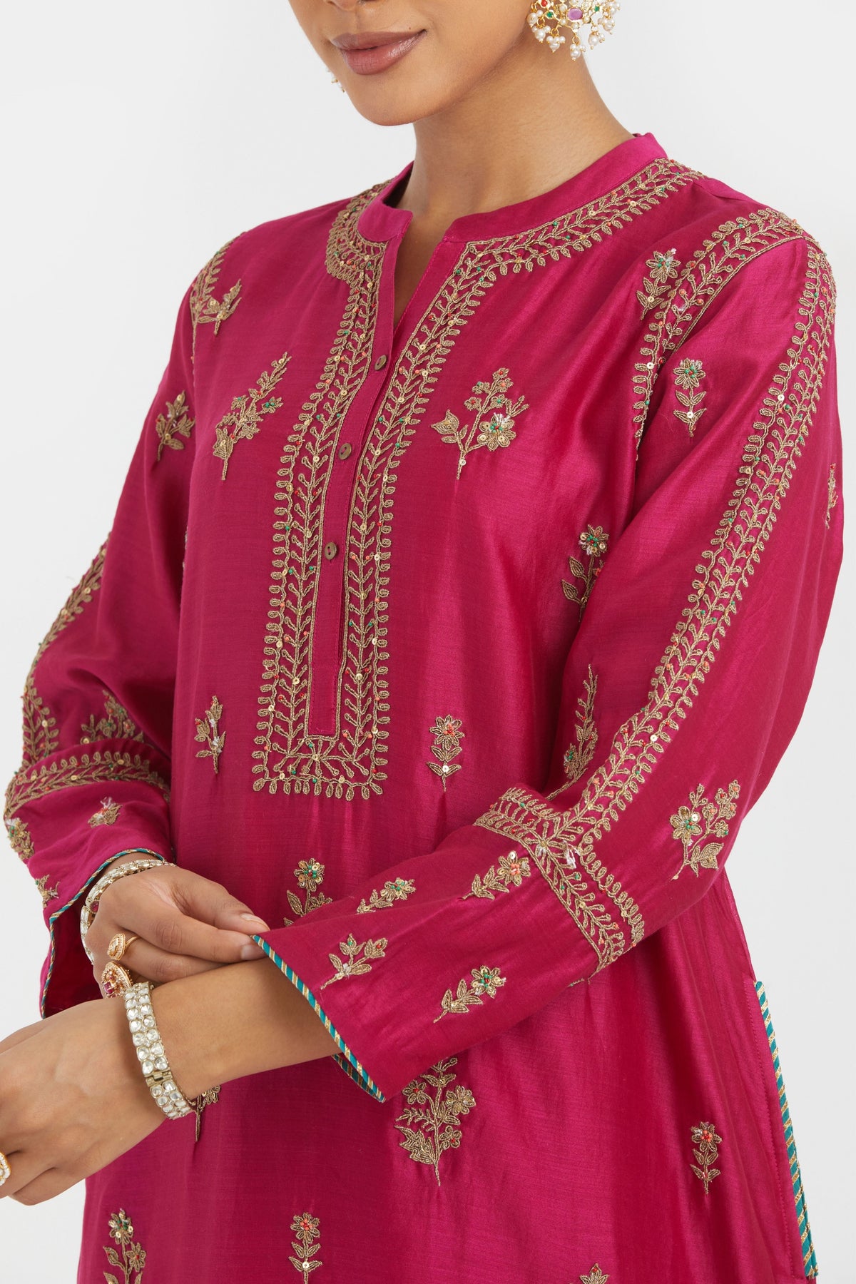 Fuchsia Chanderi Kurta Set