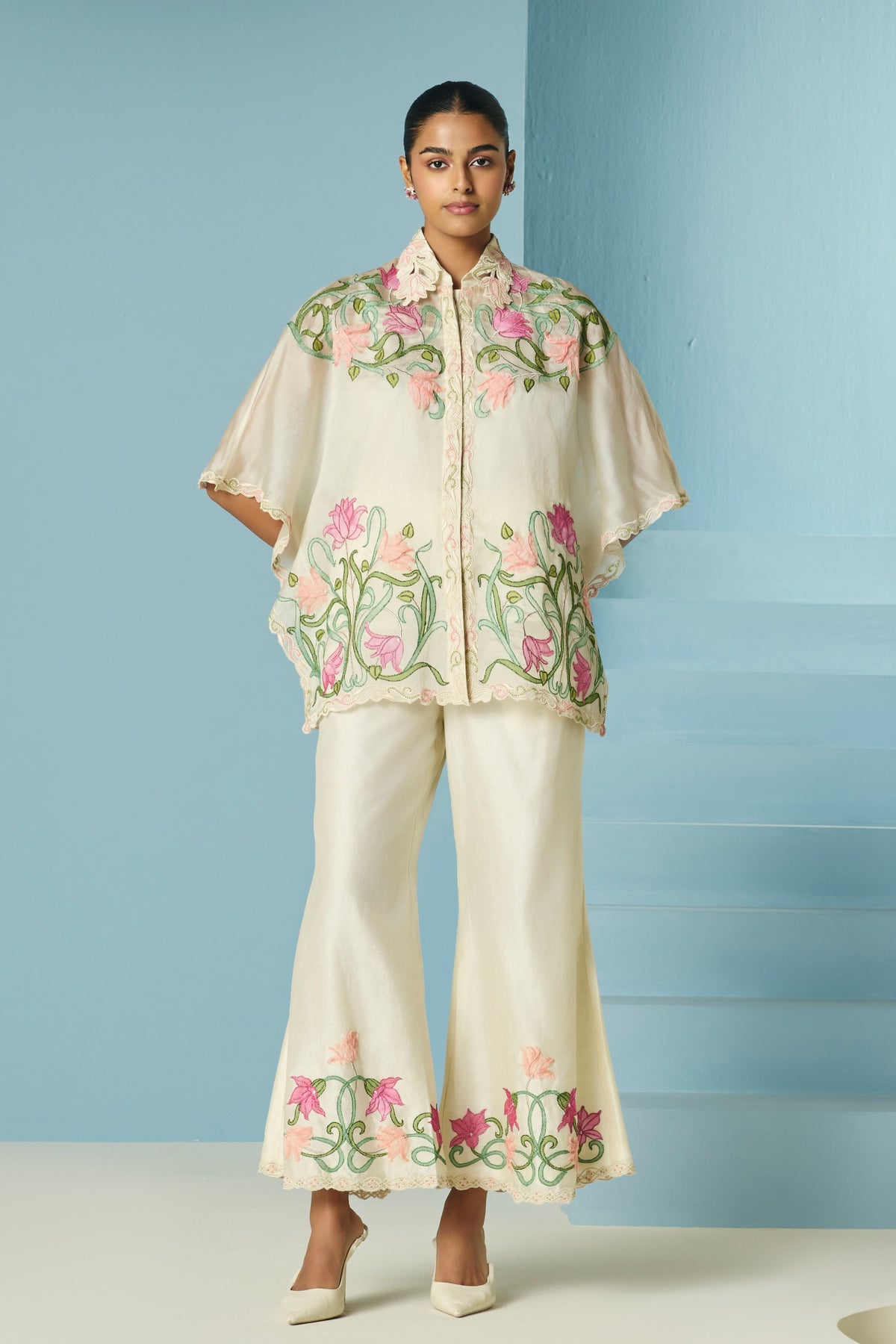 Applique and Beadwork Kaftan Shirt
