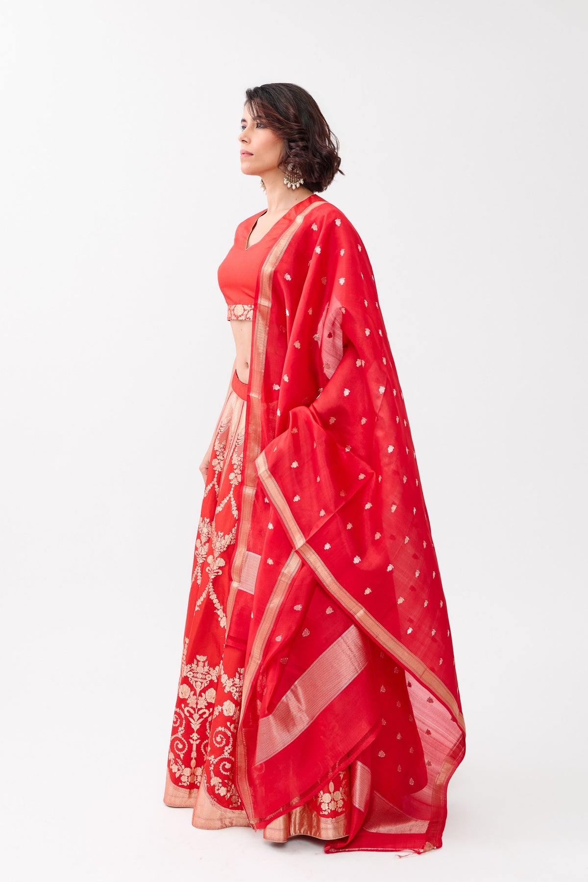 Red Madhumita Lehenga Set