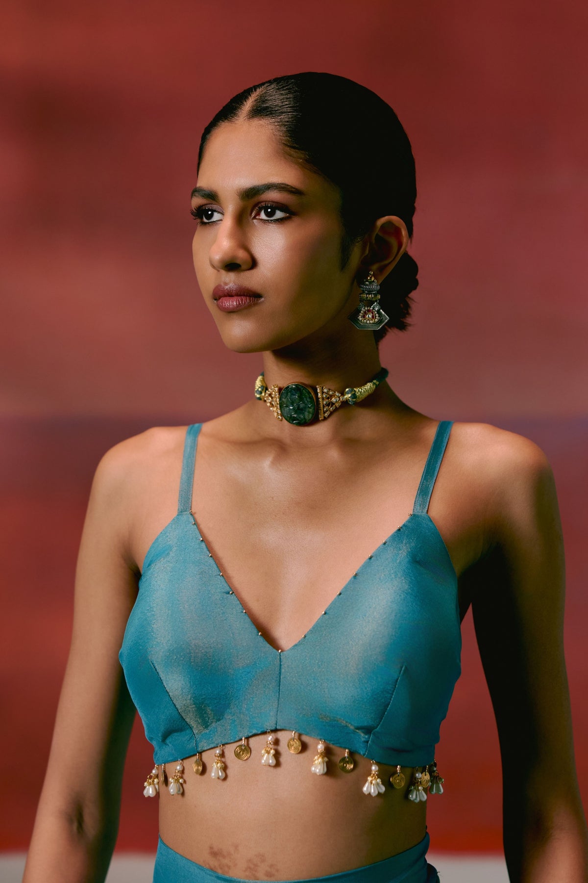 Teal Aztec Blazer Dhoti Set