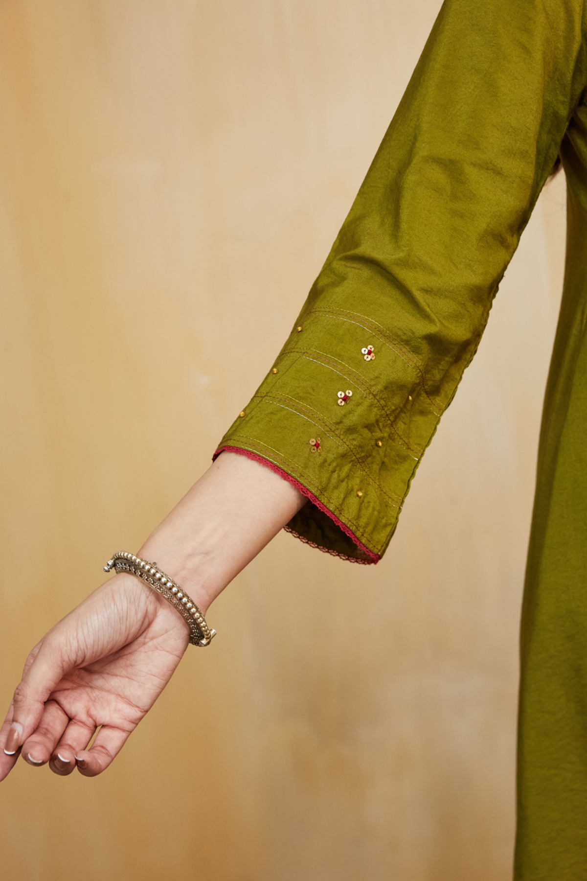 Olive Cotton Silk Samara Kurta Set