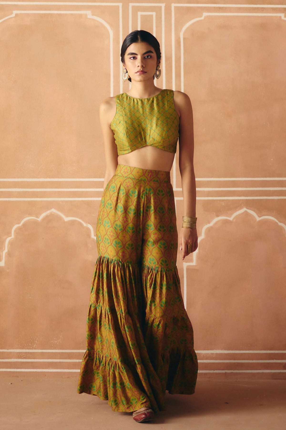 Parrot Green Sharara Set