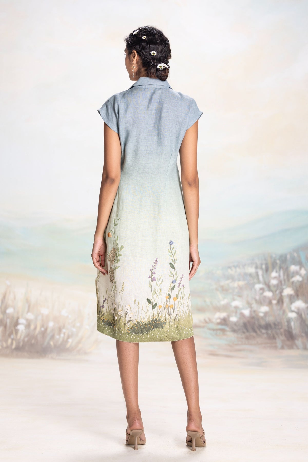 Landscape Sunset Blue Dress